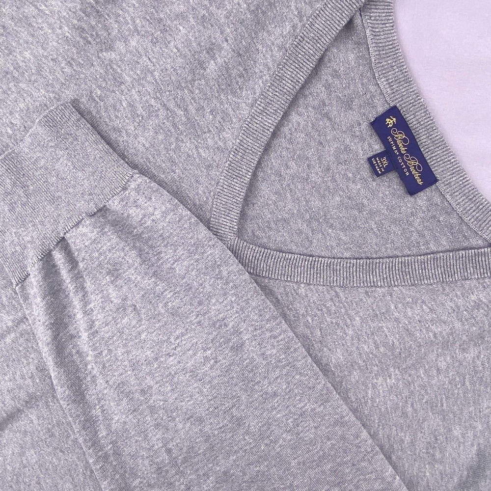 Brooks Brothers Supima Cotton V-Neck Sweater Men's 3XL Heather Grey Classic